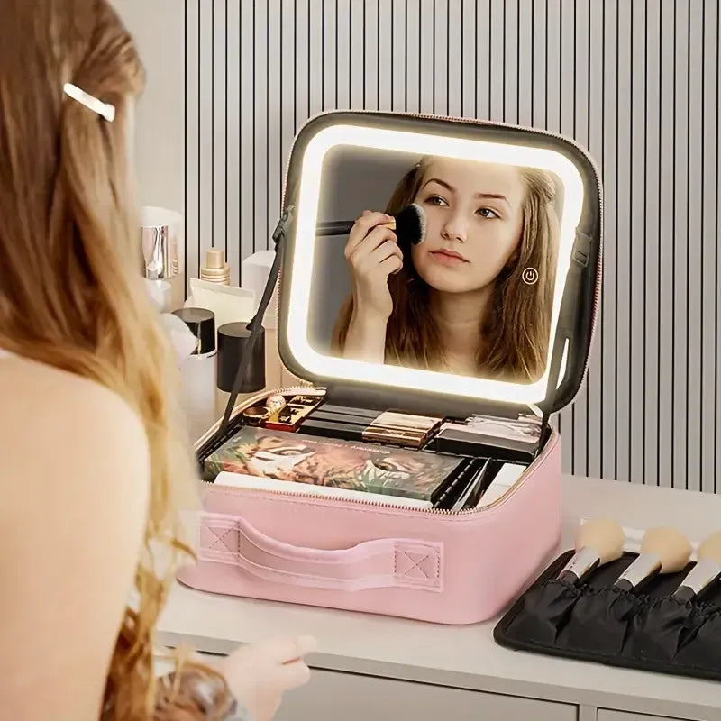 GlowStudio™ — Cosmetiquera Profesional con Espejo LED
