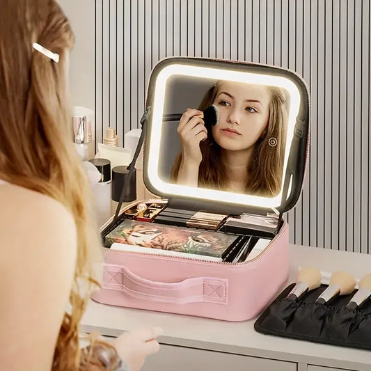 GlowStudio™ — Cosmetiquera Profesional con Espejo LED